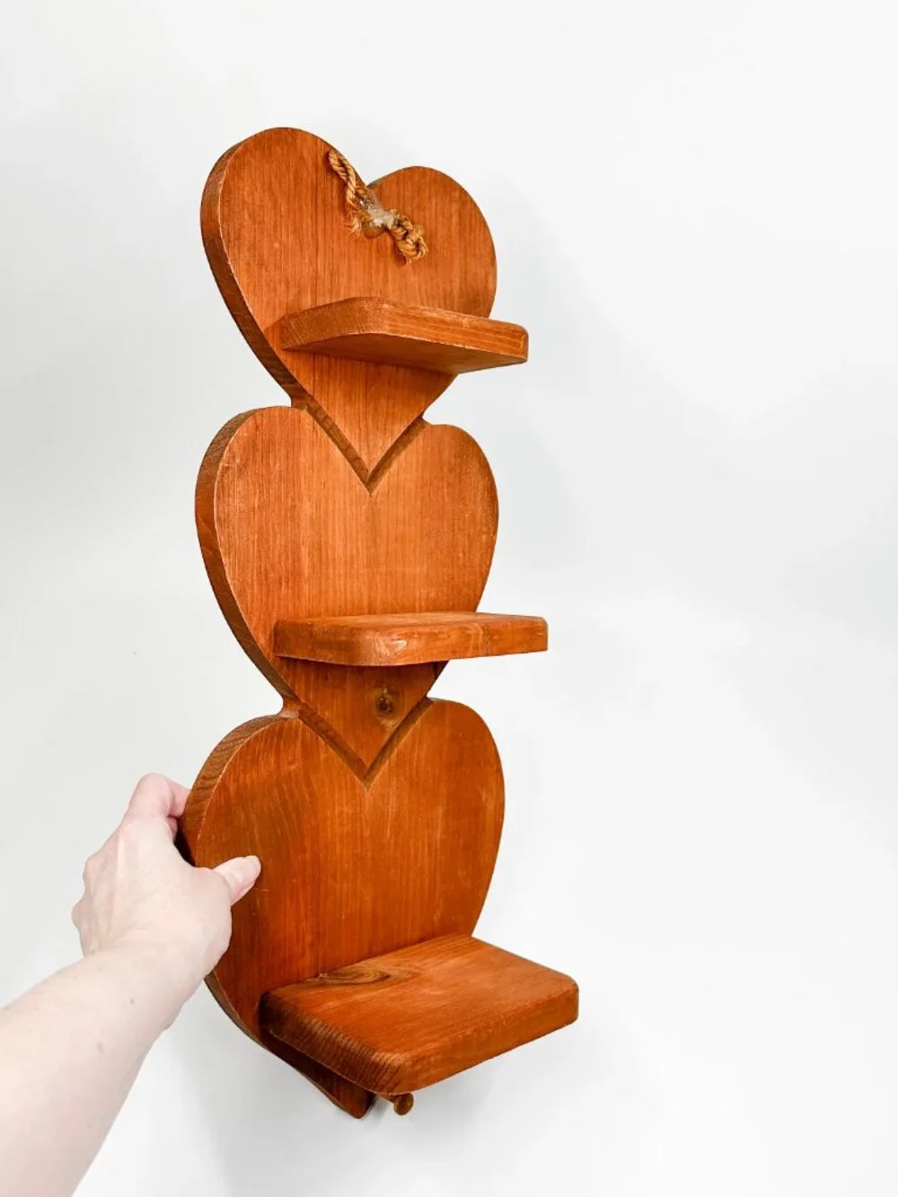 Vintage Wood Heart Wall Shelf Trinket Cottagecore Farm Country